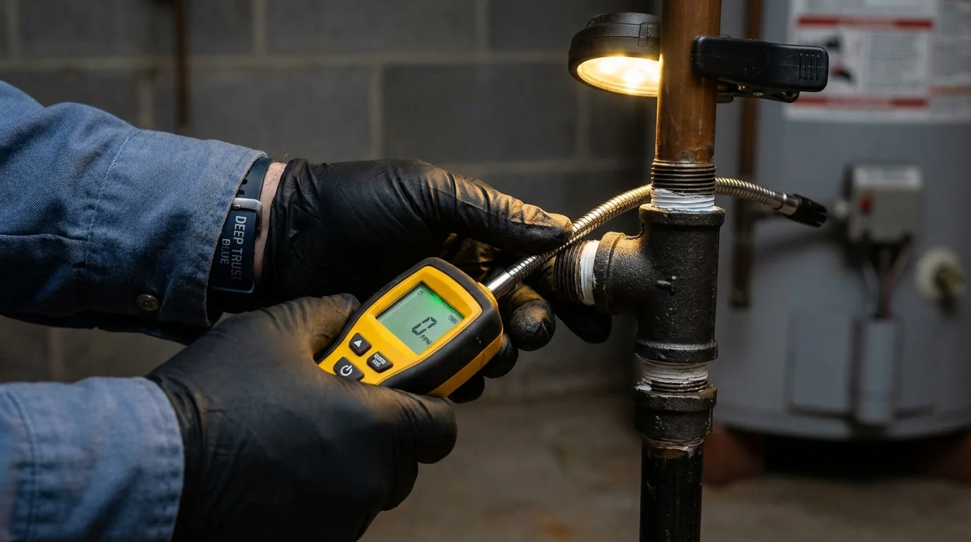 Gas leak detection with electronic sniffer by Johns Plumbing LLC in Fairhope