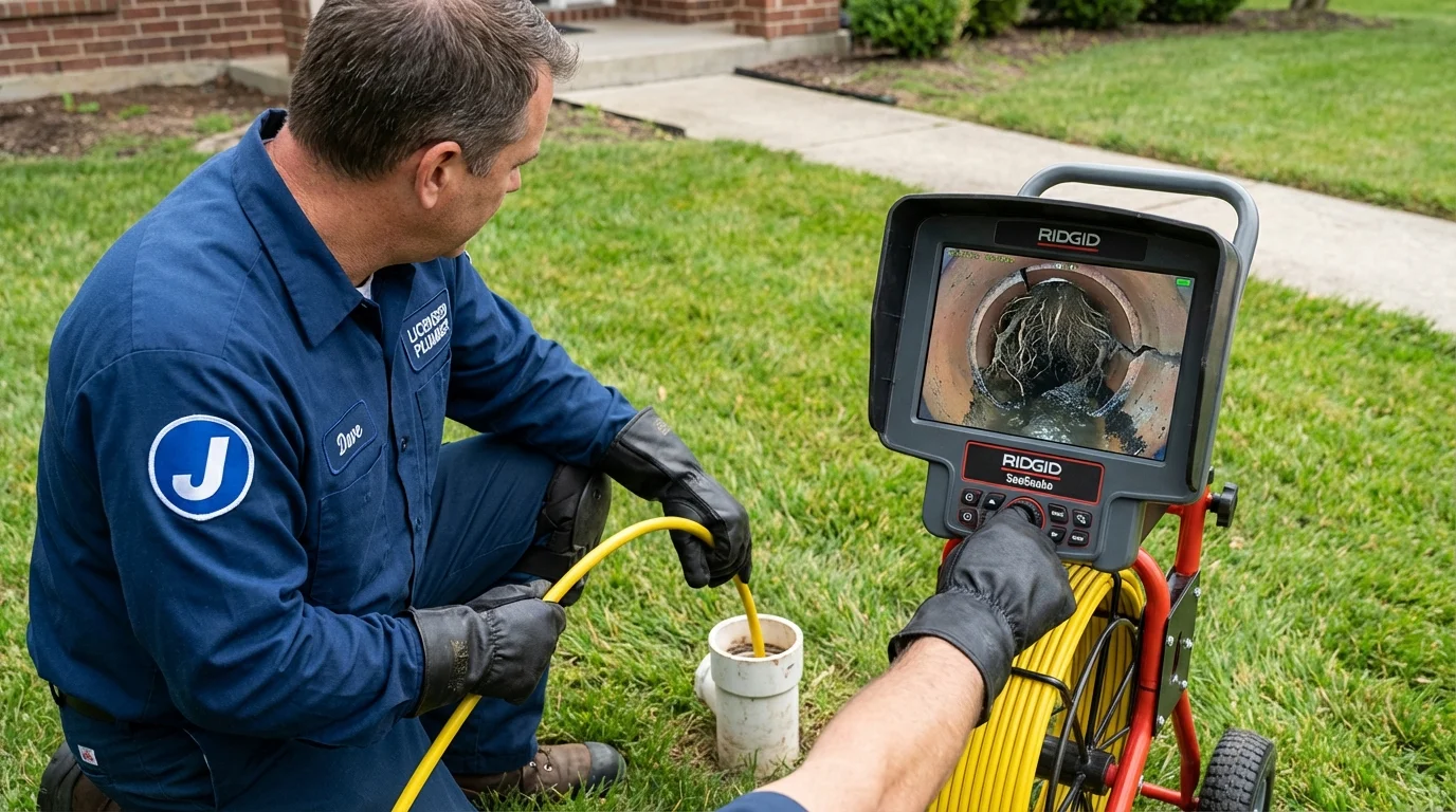 Sewer camera inspection being performed by Johns Plumbing LLC in Fairhope