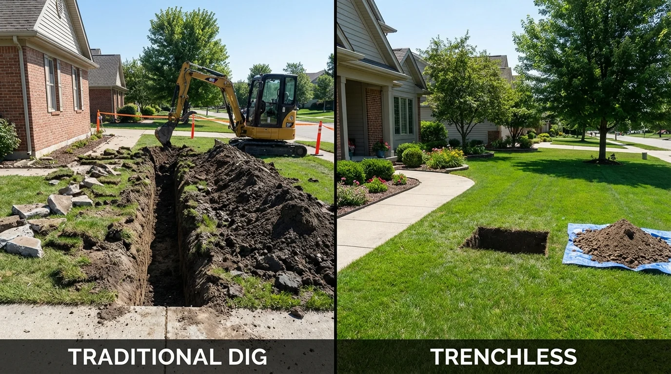 Trenchless sewer repair with minimal yard damage versus traditional excavation in Fairhope, AL